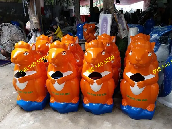 Thùng rác hình thú nhựa composite Thùng rác hình thú nhựa composite