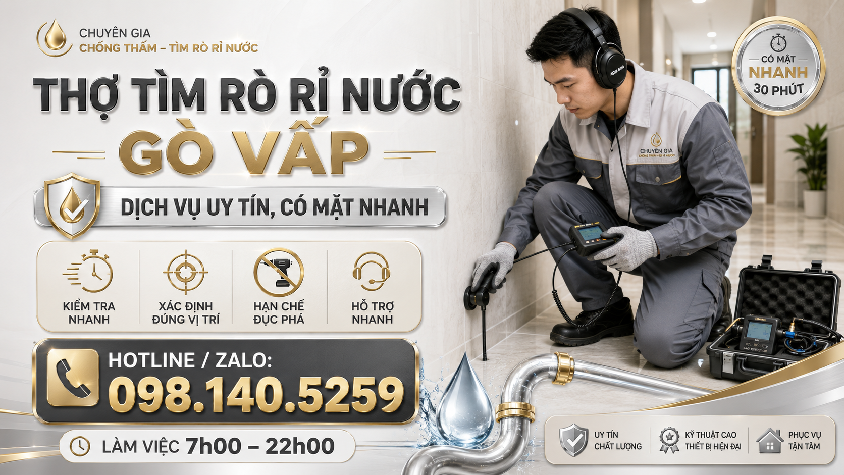 Thợ Tìm Rò Rỉ Nước Gò Vấp